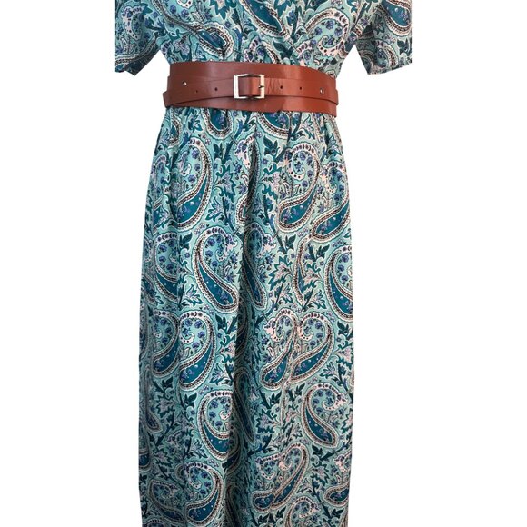 2/$50 NEW Bohemian Large Paisley V-Neck Maxi Wrap Dress Belt Large Slit - Picture 8 of 16